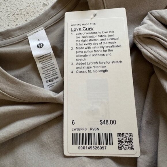 Lululemon Love Curved-Hem Crewneck T-Shirt in Riverstone, Size 6 - Picture 6 of 9